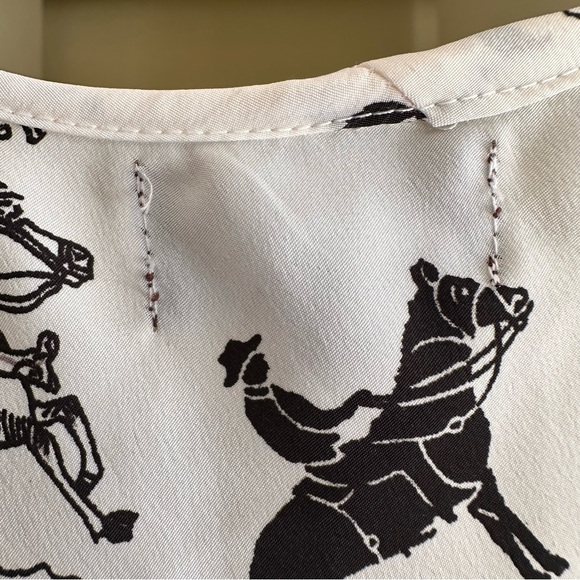 Chai Design Wrangler Cowboy Horse Cream & Black Tank Top Sz M - Picture 4 of 8